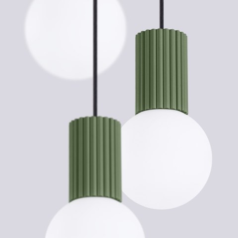 Sollux Lighting Lampa wisząca HALO 3P zielona oliwka