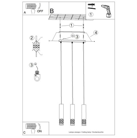 Sollux Lighting Lampa wisząca LIRO 3L biały