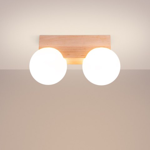 Sollux Lighting Plafon BULBO 2 naturalne drewno