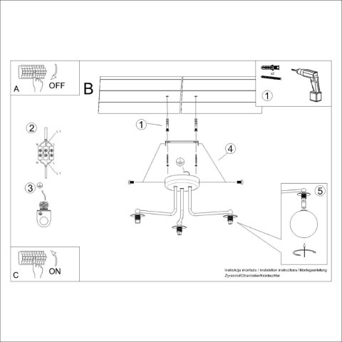 Sollux Lighting Żyrandol ASTRAL 3 czarny