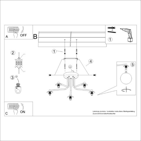 Sollux Lighting Żyrandol ASTRAL 5 czarny