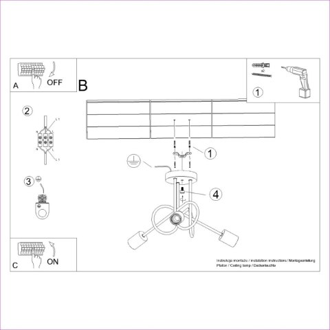 Sollux Lighting Żyrandol EMBER 3 czarny