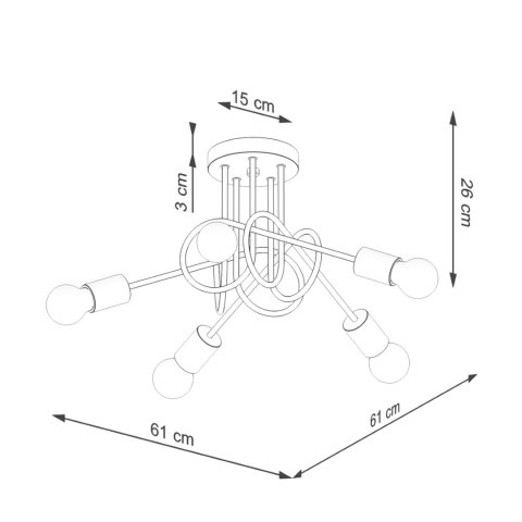 Sollux Lighting Żyrandol EMBER 5 czarny