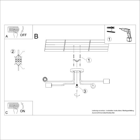 Sollux Lighting Żyrandol TIMBO 4 czarny