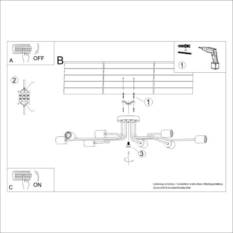 Sollux Lighting Żyrandol TIMBO 8 czarny
