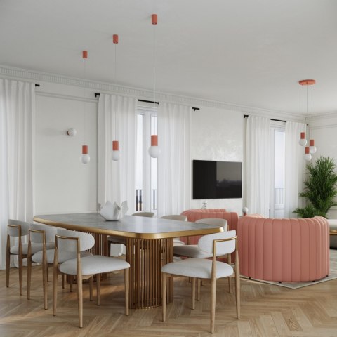 Sollux Lighting Lampa wisząca HALO 1 brzoskwiniowa