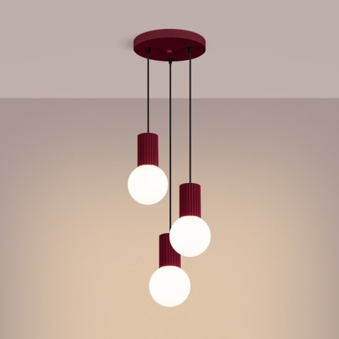 Sollux Lighting Lampa wisząca HALO 3P burgund