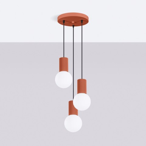 Sollux Lighting Lampa wisząca HALO 3P ochra czerwona