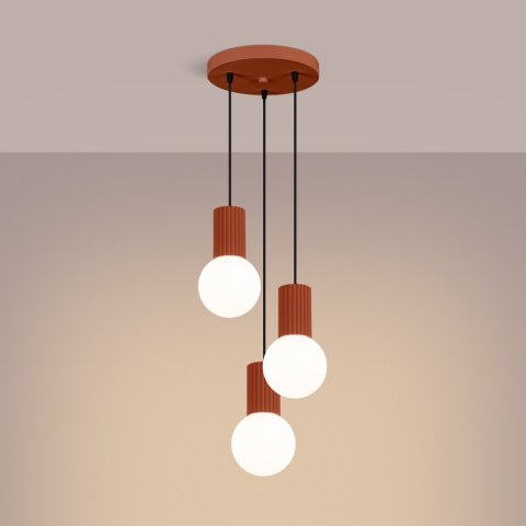 Sollux Lighting Lampa wisząca HALO 3P ochra czerwona
