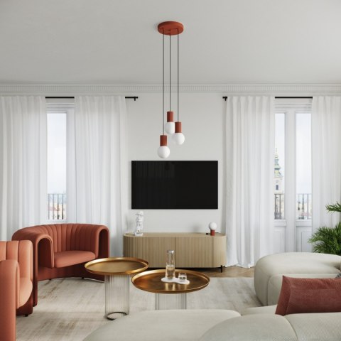 Sollux Lighting Lampa wisząca HALO 3P ochra czerwona
