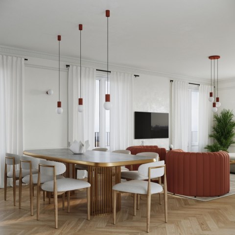 Sollux Lighting Lampa wisząca HALO 3P ochra czerwona