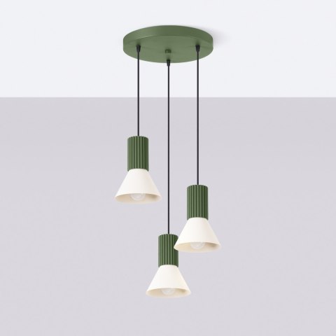 Sollux Lighting Lampa wisząca ESTRIA 3P beżowa/zielona oliwka
