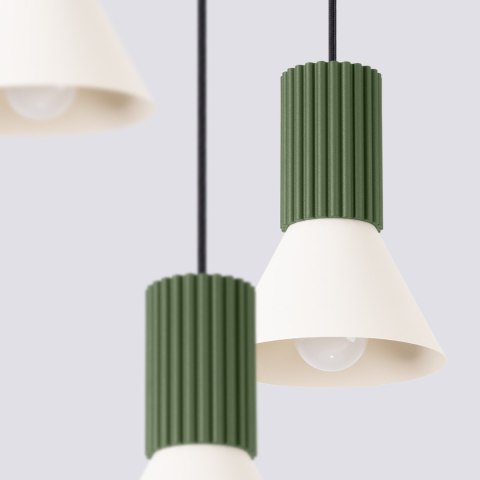 Sollux Lighting Lampa wisząca ESTRIA 3P beżowa/zielona oliwka