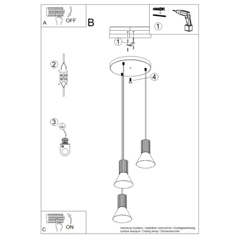 Sollux Lighting Lampa wisząca ESTRIA 3P biała/ultramaryna