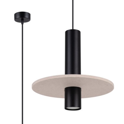 Sollux Lighting Lampa wisząca PELTA 1 czarna/beżowa