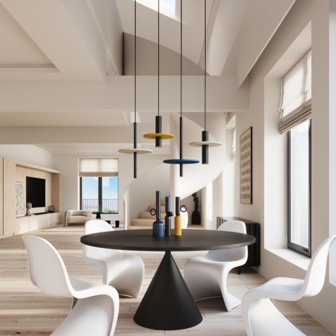 Sollux Lighting Lampa wisząca PELTA 1 czarna/beżowa