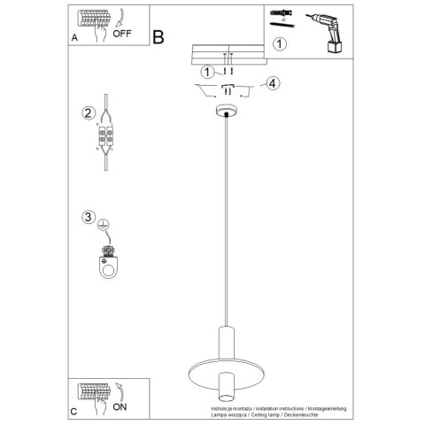 Sollux Lighting Lampa wisząca PELTA 1 czarna/żółta