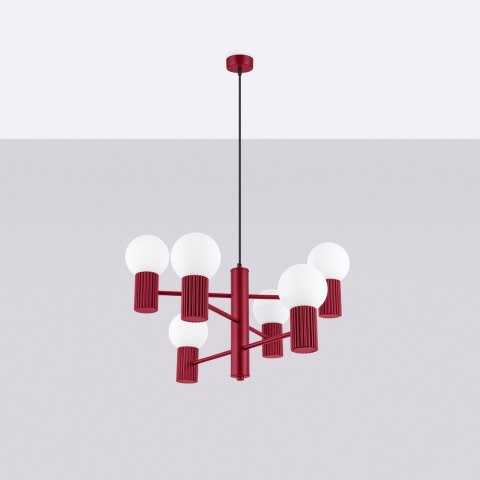 Sollux Lighting Żyrandol HALO 6 burgund
