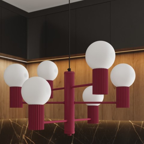 Sollux Lighting Żyrandol HALO 6 burgund