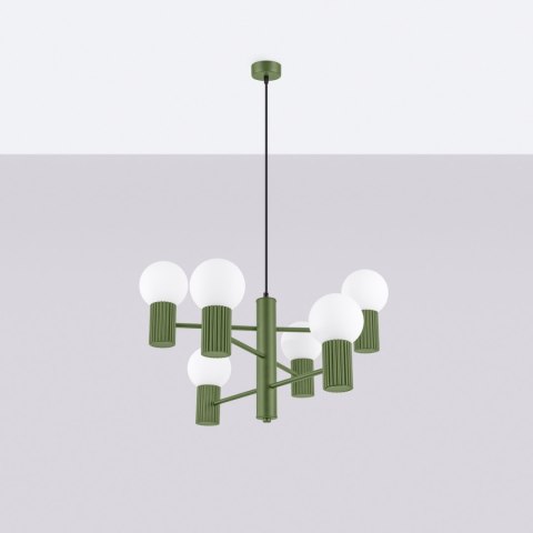 Sollux Lighting Żyrandol HALO 6 zielony oliwkowy