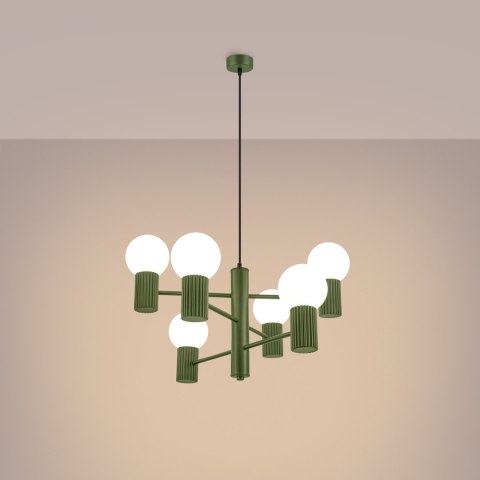 Sollux Lighting Żyrandol HALO 6 zielony oliwkowy
