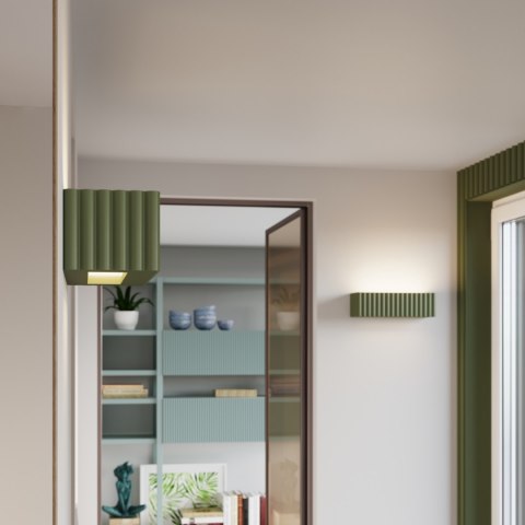 Sollux Lighting Kinkiet ceramiczny RIGATA zielony oliwkowy
