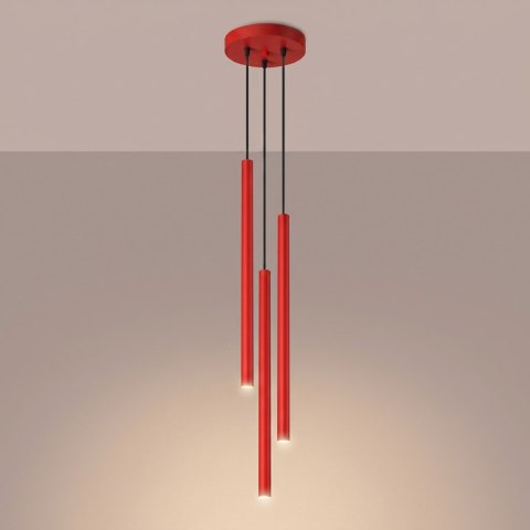 Sollux Lighting Lampa wisząca PASTELO 3P czerwona