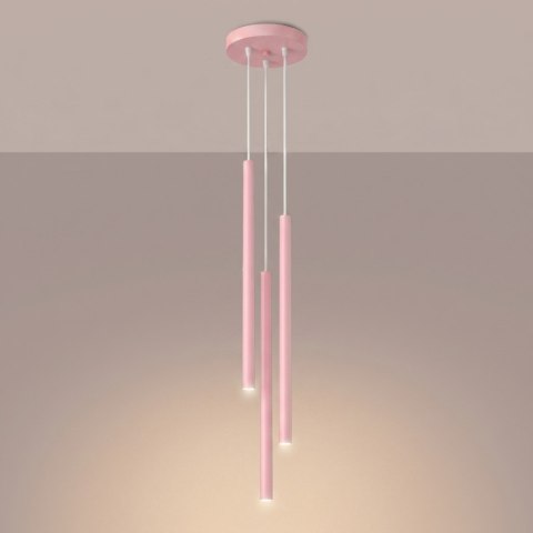 Sollux Lighting Lampa wisząca PASTELO 3P różowa