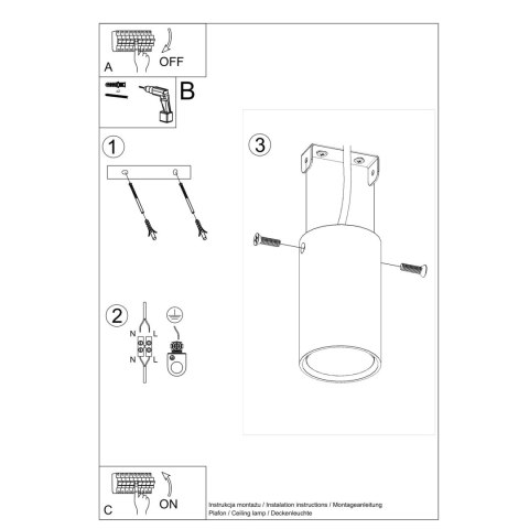 Sollux Lighting Plafon LAGOS 10 ochra czerwona