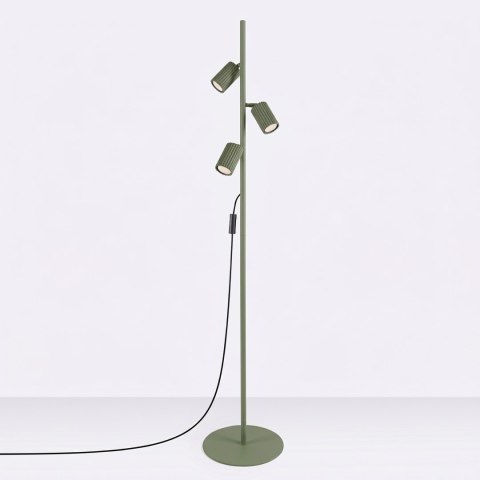 Sollux Lighting Lampa podłogowa KARBON 3 zielona oliwka