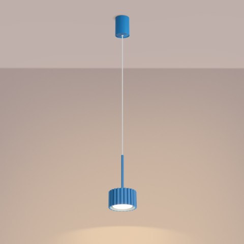 Sollux Lighting Lampa wisząca AURA 1 błękitna Gx53