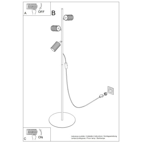 Sollux Lighting Lampa podłogowa KARBON 3 ochra czerwona