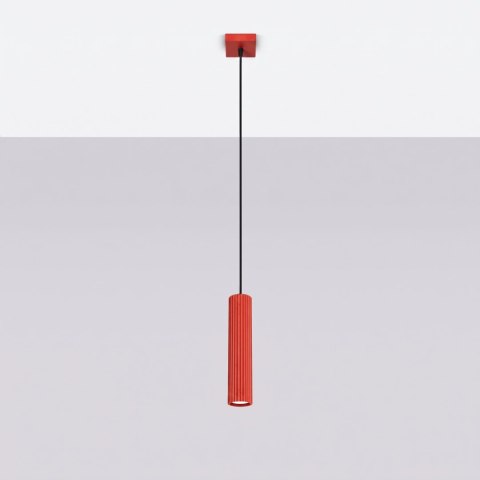 Sollux Lighting Lampa wisząca KARBON 1 czerwona