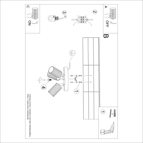 Sollux Lighting Plafon KARBON 3P błękitny