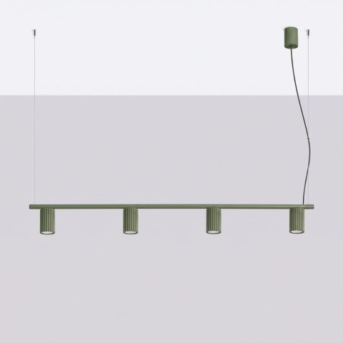 Sollux Lighting Żyrandol KARBON 4 zielona oliwka