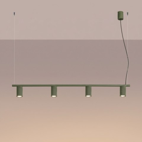 Sollux Lighting Żyrandol KARBON 4 zielona oliwka