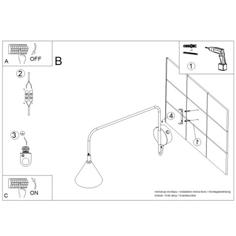 Sollux Lighting Kinkiet NOX 1 biały z włącznikiem
