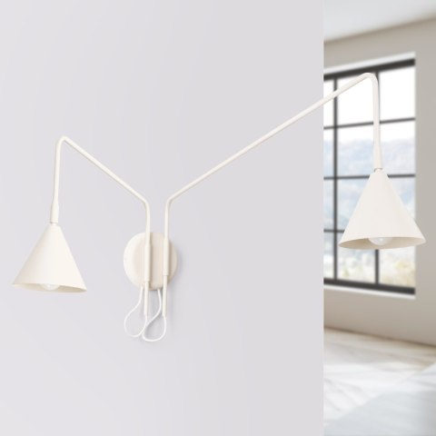 Sollux Lighting Kinkiet NOX 2 beżowy z włącznikiem