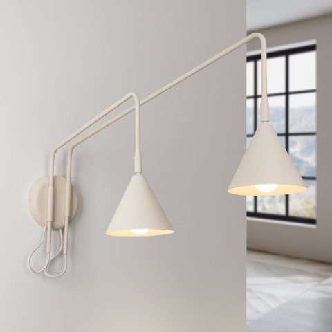Sollux Lighting Kinkiet NOX 2 beżowy z włącznikiem