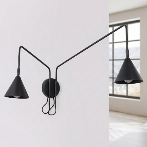 Sollux Lighting Kinkiet NOX 2 czarny z włącznikiem