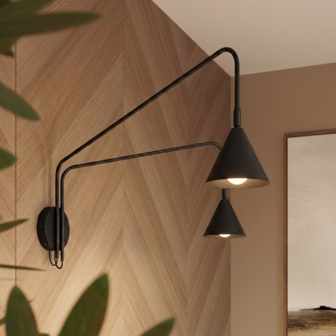 Sollux Lighting Kinkiet NOX 2 czarny z włącznikiem
