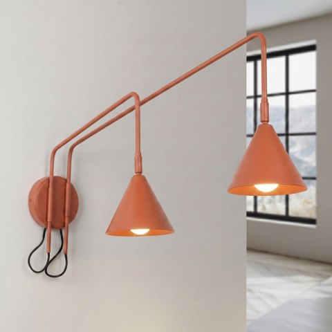 Sollux Lighting Kinkiet NOX 2 ochra czerwona z włącznikiem