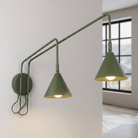 Sollux Lighting Kinkiet NOX 2 zielona oliwka z włącznikiem