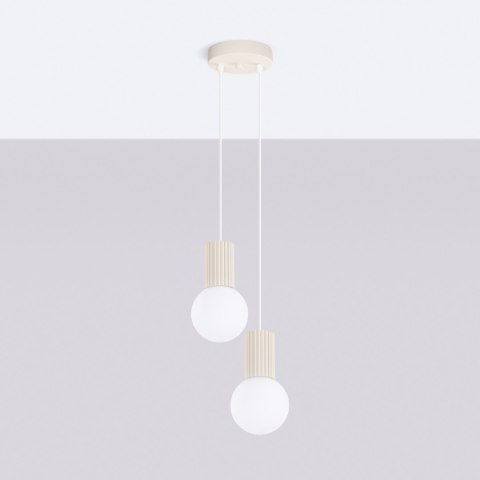 Sollux Lighting Lampa wisząca HALO 2P beżowa
