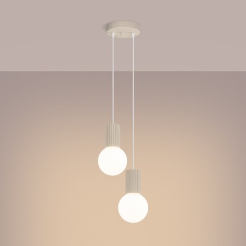 Sollux Lighting Lampa wisząca HALO 2P beżowa