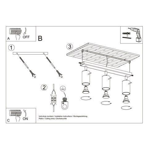 Sollux Lighting Plafon RING 3L brązowy
