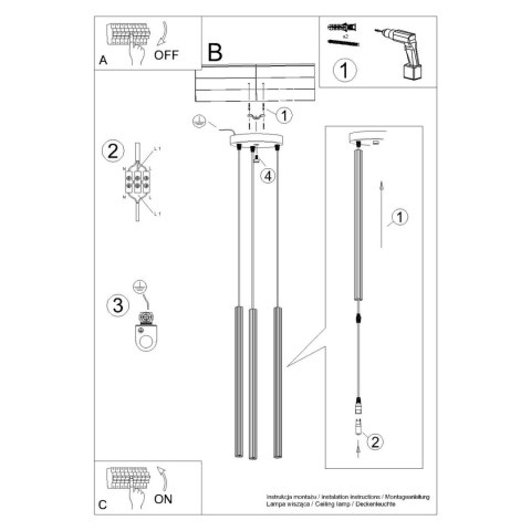 Sollux Lighting Lampa wisząca ARCHE 3P ultramaryna