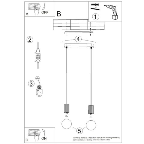Sollux Lighting Lampa wisząca HALO 2L ochra czerwona
