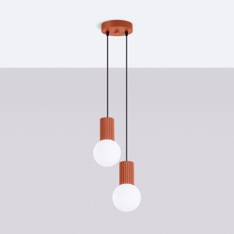 Sollux Lighting Lampa wisząca HALO 2P ochra czerwona