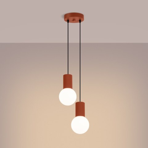 Sollux Lighting Lampa wisząca HALO 2P ochra czerwona